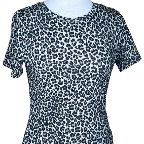 MICHAEL Michael Kors Leopard Print T-Shirt Dress with Side-Ruching Size Med NWT - Picture 2 of 14